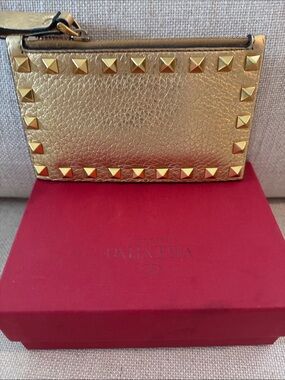 Valentino Garavani Gold Studded Card Holder